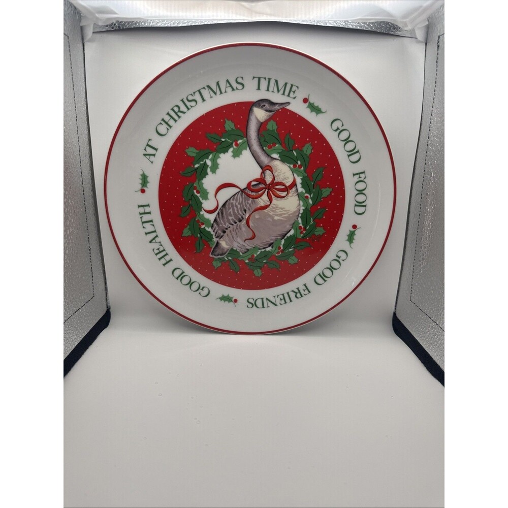 Christmas Goose Plate Vintage George Good Salad Plate Fabritzio, EUC!